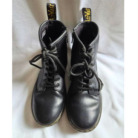 Dr. Martens I Youth Size 2 I Leather Lace Up Combat Boots AirWair I Black - Picture 4 of 11